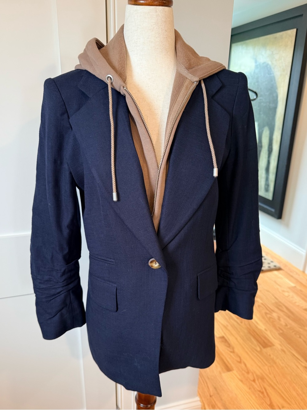 Veronica Beard Battista Navy Single-Button Tailored Dickey Blazer - Picture 6 of 16